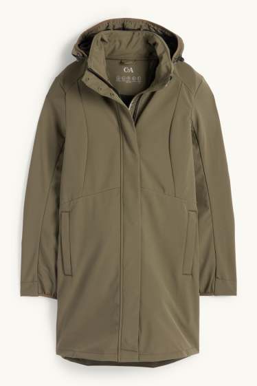 Femmes - Veste à coquille souple avec capuche - finition déperlante - 4 Way Stretch - vert