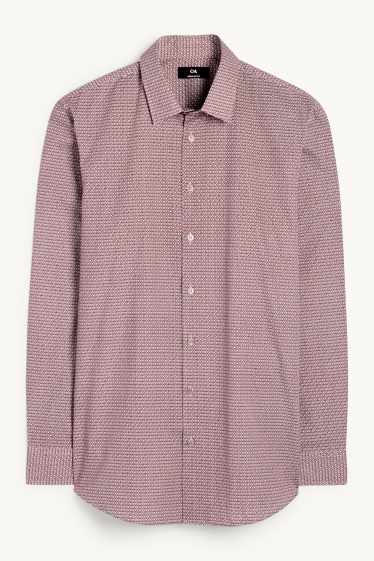 Bărbați - Set - pulover cu decolteu în V și cămașă office - 2 piese - vișiniu