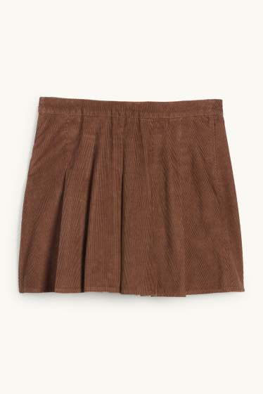 Femmes - Jupe plissée en velours côtelé - marron