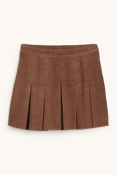 Femmes - Jupe plissée en velours côtelé - marron