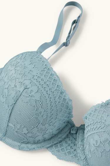 Femmes - Soutien-gorge avec armatures - DEMI - ampliforme - turquoise