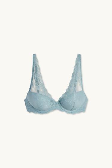 Women - Underwire bra - PLUNGE - padded - turquoise