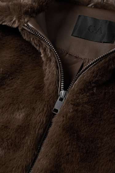Dona - Jaqueta de pèl sintètic - marró fosc