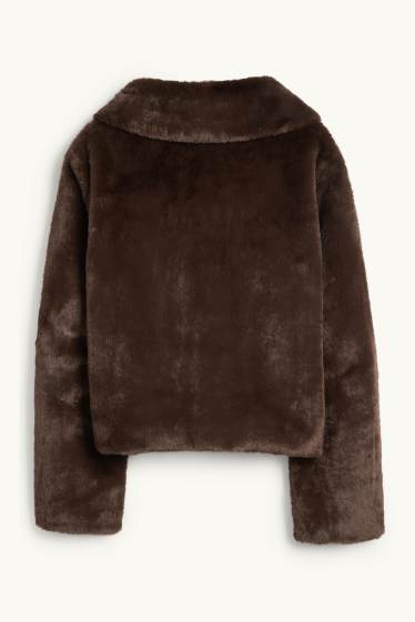Dona - Jaqueta de pèl sintètic - marró fosc