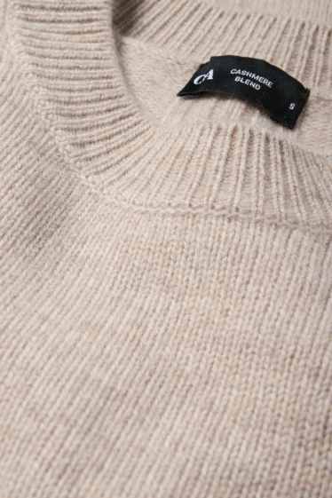 Damen - Pullover mit Kaschmir-Anteil - Woll-Mix - hellbeige