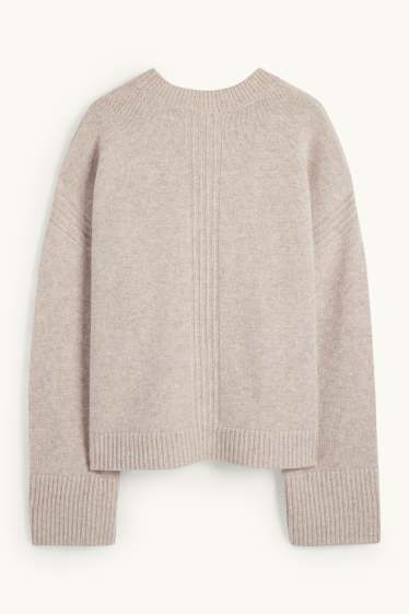 Damen - Pullover mit Kaschmir-Anteil - Woll-Mix - hellbeige