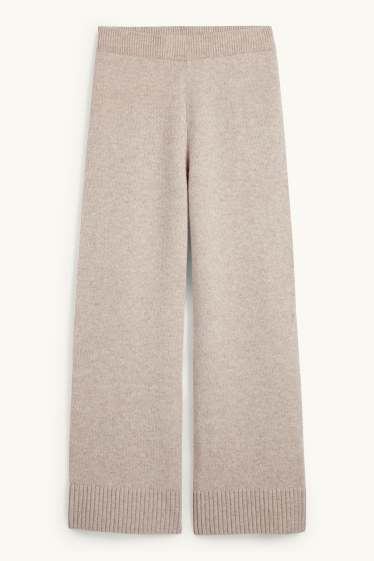 Damen - Strick-Jogginghose mit Kaschmir-Anteil - Woll-Mix - hellbeige