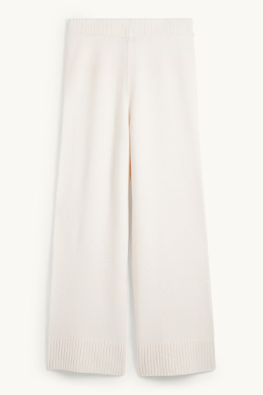Damen - Strick-Jogginghose mit Kaschmir-Anteil - Woll-Mix - cremeweiss