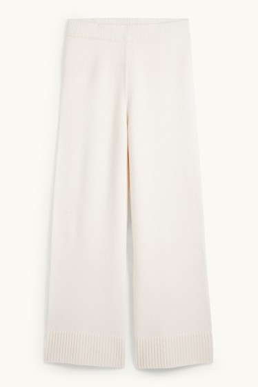 Damen - Strick-Jogginghose mit Kaschmir-Anteil - Woll-Mix - cremeweiss