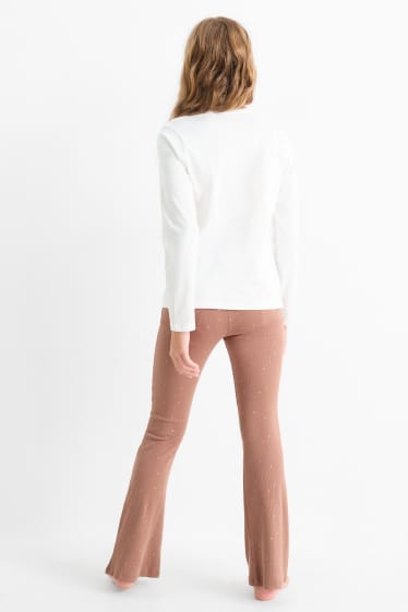 Kinder Mädchen - Pferd - Pyjama - 2 teilig - braun / cremeweiss