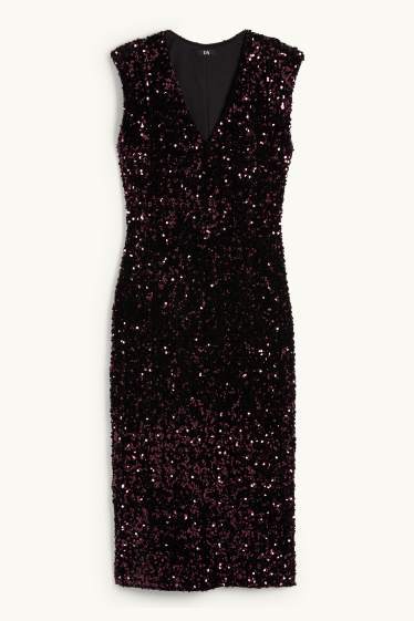 Women - Sequin bodycon dress - bordeaux