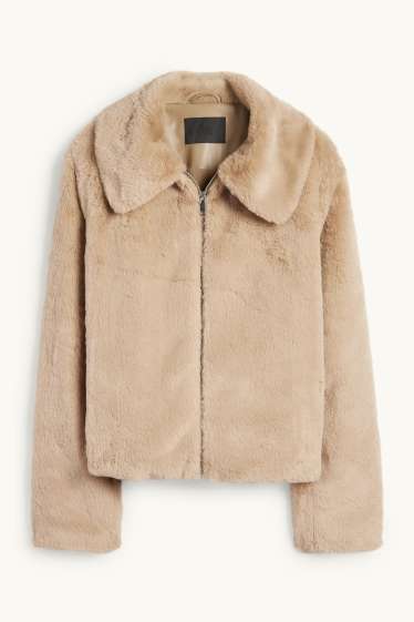 Damen - Kunstfell-Jacke - beige