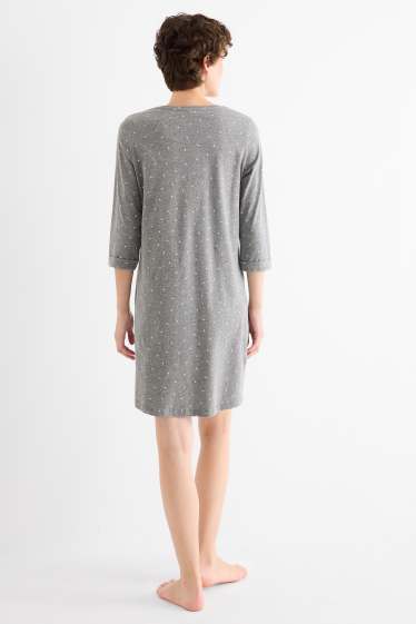 Dámské - Noční košile - puntíkovaná - šedá-žíhaná