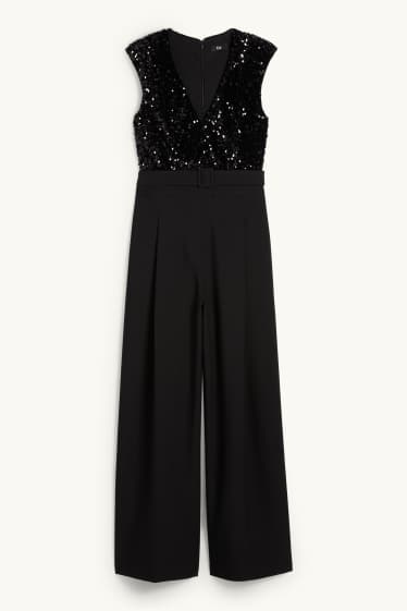 Mujer - Mono con cinturón - negro