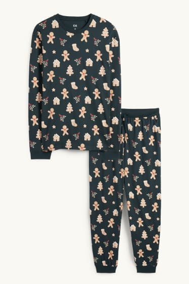 Men - Mini Me - men’s Christmas pyjamas - patterned - dark green