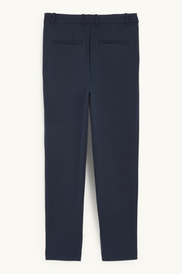 Women - Cloth trousers - high waist - tapered fit - dark blue