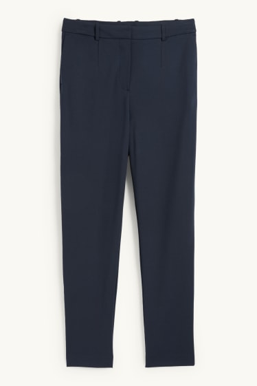 Women - Cloth trousers - high waist - tapered fit - dark blue