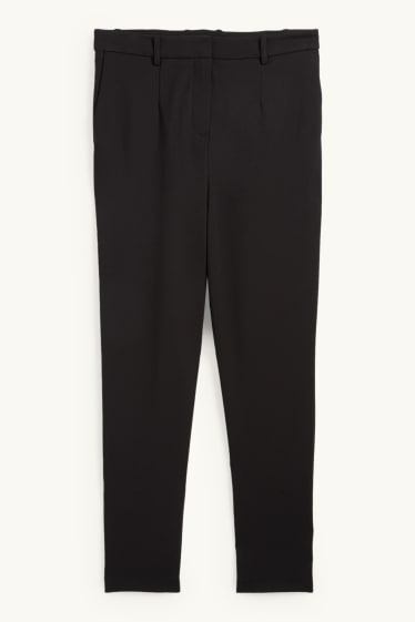 Women - Cloth trousers - high waist - tapered fit - black