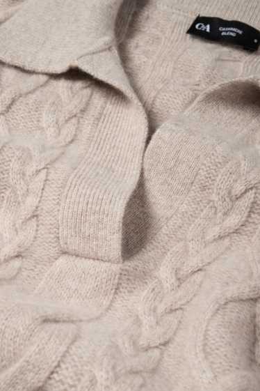 Damen - Pullover mit V-Ausschnitt und Kaschmir-Anteil - Woll-Mix - hellbeige