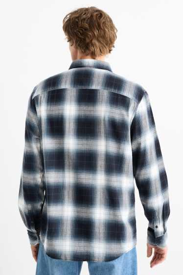 Men - Shirt - regular fit - kent collar - check - dark blue