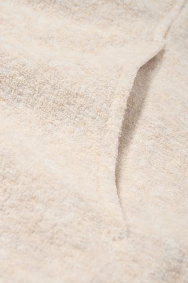 Women - Terry cloth hooded jumper - light beige