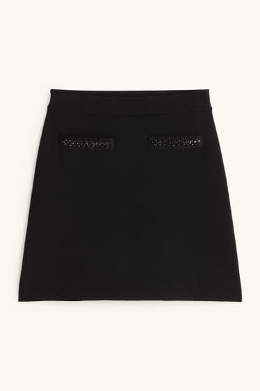 Dames - Gebreide rok - zwart