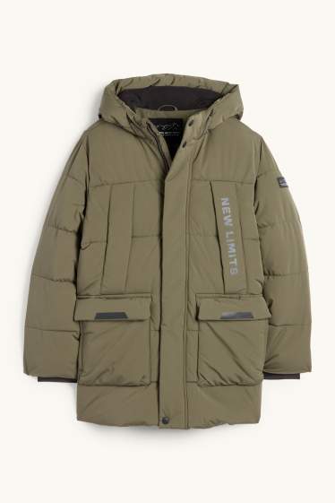Enfants garçons - Doudoune à capuche - finition déperlante - kaki
