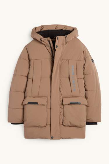 Enfants garçons - Doudoune à capuche - finition déperlante - marron