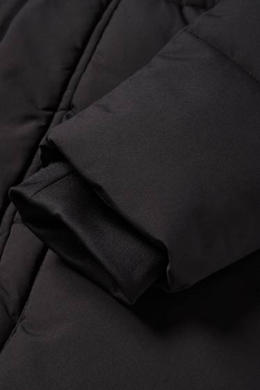 Kinder Jungen - Steppjacke mit Kapuze - wasserabweisend - schwarz