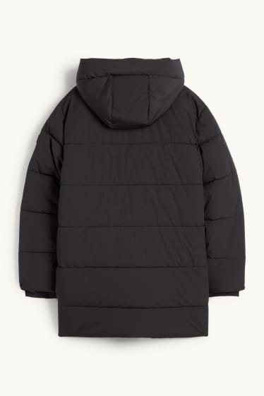 Kinder Jungen - Steppjacke mit Kapuze - wasserabweisend - schwarz