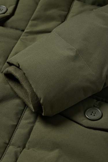 Nen - Jaqueta de plomes amb caputxa i rivet de pèl sintètic - caqui