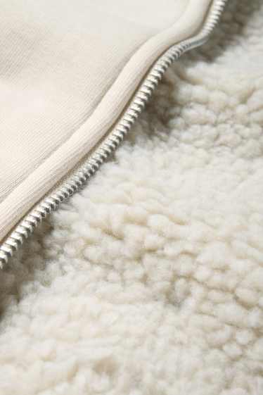 Uomo - Felpa con zip e cappuccio - foderato - beige chiaro