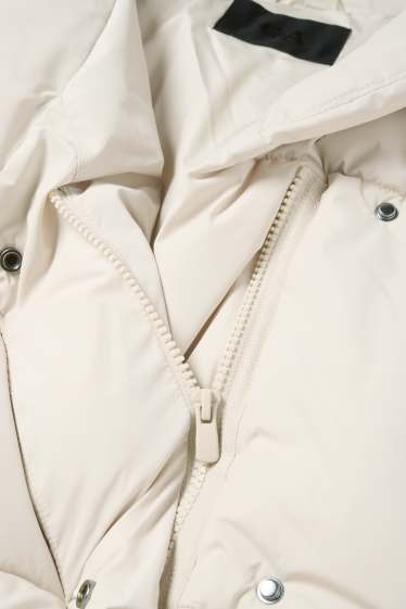 Damen - Steppjacke mit Kapuze - wasserabweisend - cremeweiß