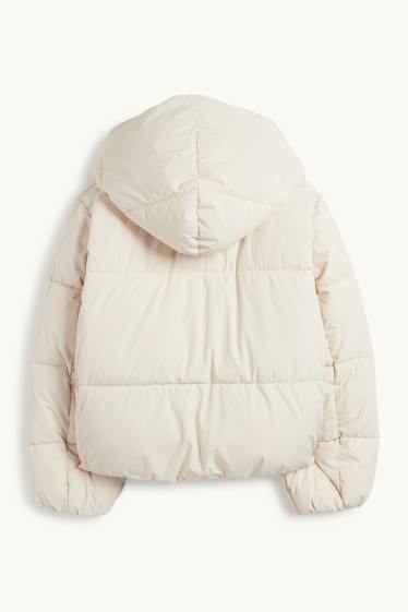 Damen - Steppjacke mit Kapuze - wasserabweisend - cremeweiß