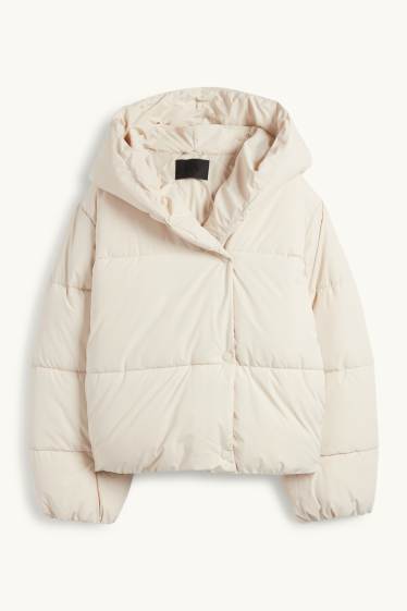 Damen - Steppjacke mit Kapuze - wasserabweisend - cremeweiß