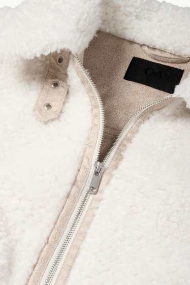 Femmes - Blouson en peluche - blanc crème