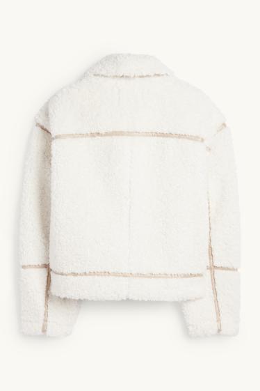 Femmes - Blouson en peluche - blanc crème