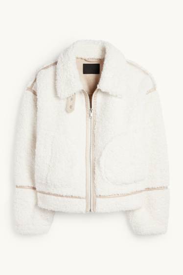 Femmes - Blouson en peluche - blanc crème
