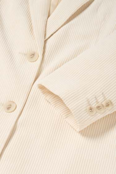 Dames - Lange blazer van corduroy - regular fit - crèmekleurig