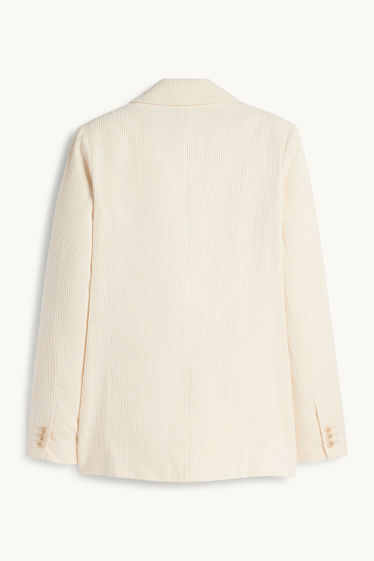 Dames - Lange blazer van corduroy - regular fit - crèmekleurig