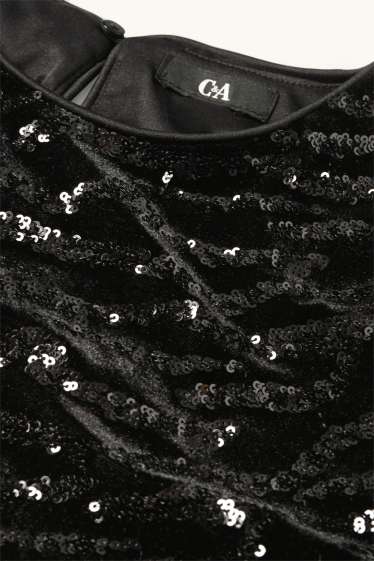 Donna - Blusa di velluto e paillettes - nero