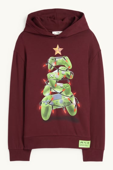 Kinderen: jongens - Gaming - hoodie voor de kerst - bordeaux