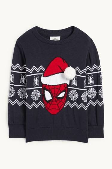 Kinderen: jongens - Spider-Man - kersttrui - donkerblauw