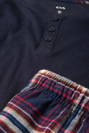 Herren - Pyjama mit Flanellhose - dunkelblau