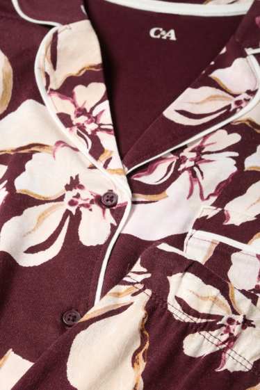 Dames - Pyjama - gebloemd - bordeaux