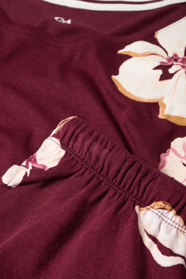 Femei - Pijama - cu flori - bordo