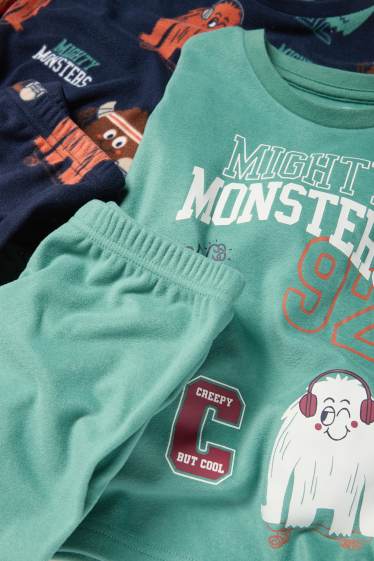 Bambini - Confezione da 2 - mostri - pigiama - 4 pezzi - verde