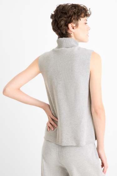 Dames - Top met rolkraag - licht grijs-mix