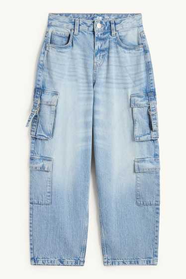 Enfants filles - Cargo jean - jean bleu clair