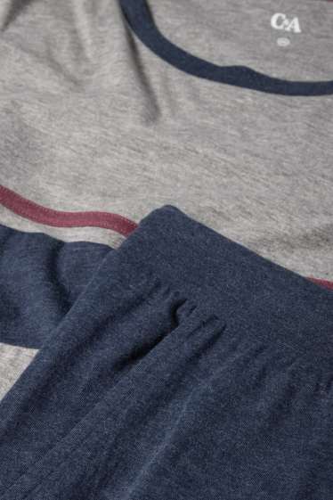 Heren - Pyjama - grijs / donkerblauw